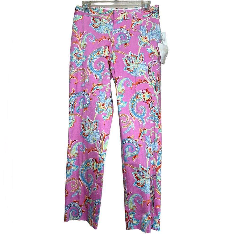 NWT Ralph Lauren pink blue yellow orange paisley floral ankle pants size 2